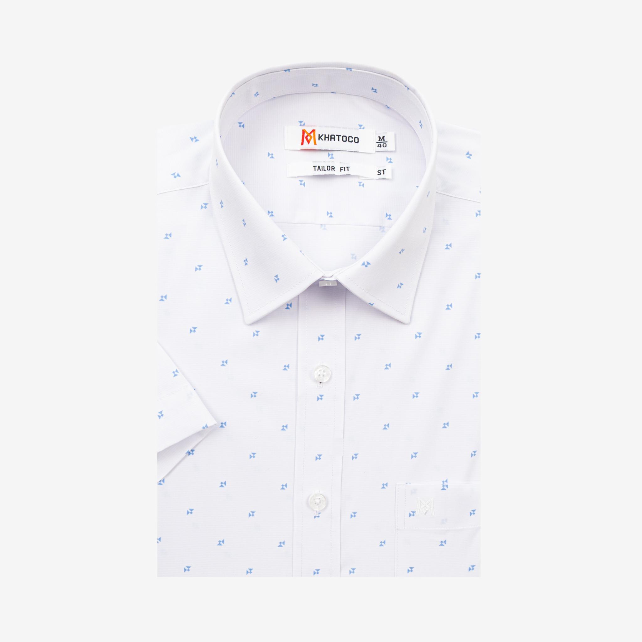 Áo sơ mi nam KHATOCO Tailor Fit ngắn tay A1MN498T2-CNIN856-2711-N