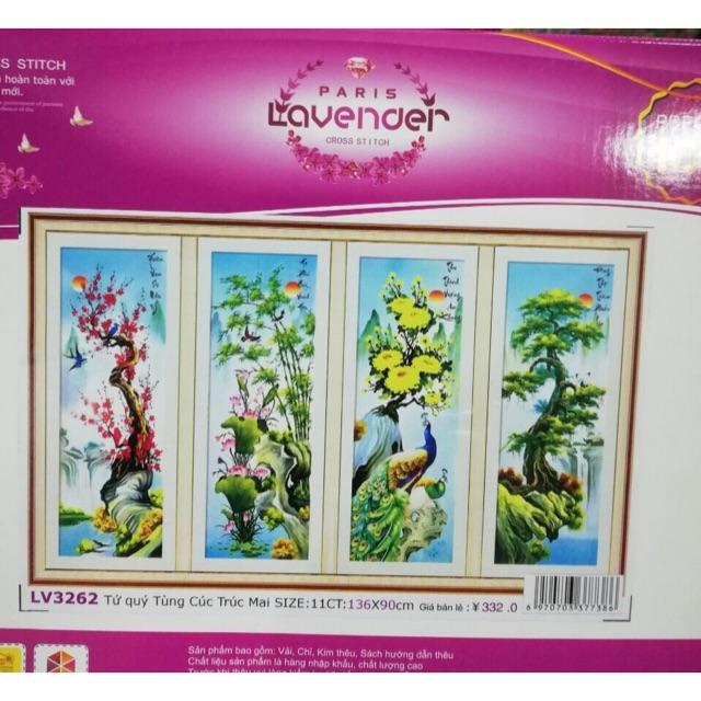 Tranh thêu chữ thập Tùng Cúc Trúc Mai LV3262-136x90cm