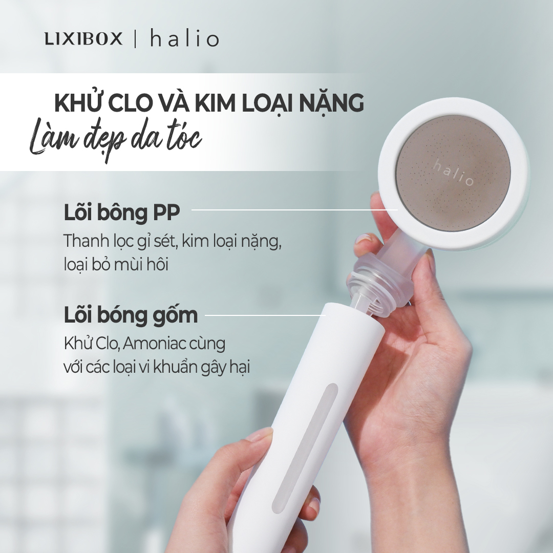 Vòi Sen Lọc Nước Khử Clo Ngừa Mụn Lưng Tăng Áp Halio Beautifying Shower Head