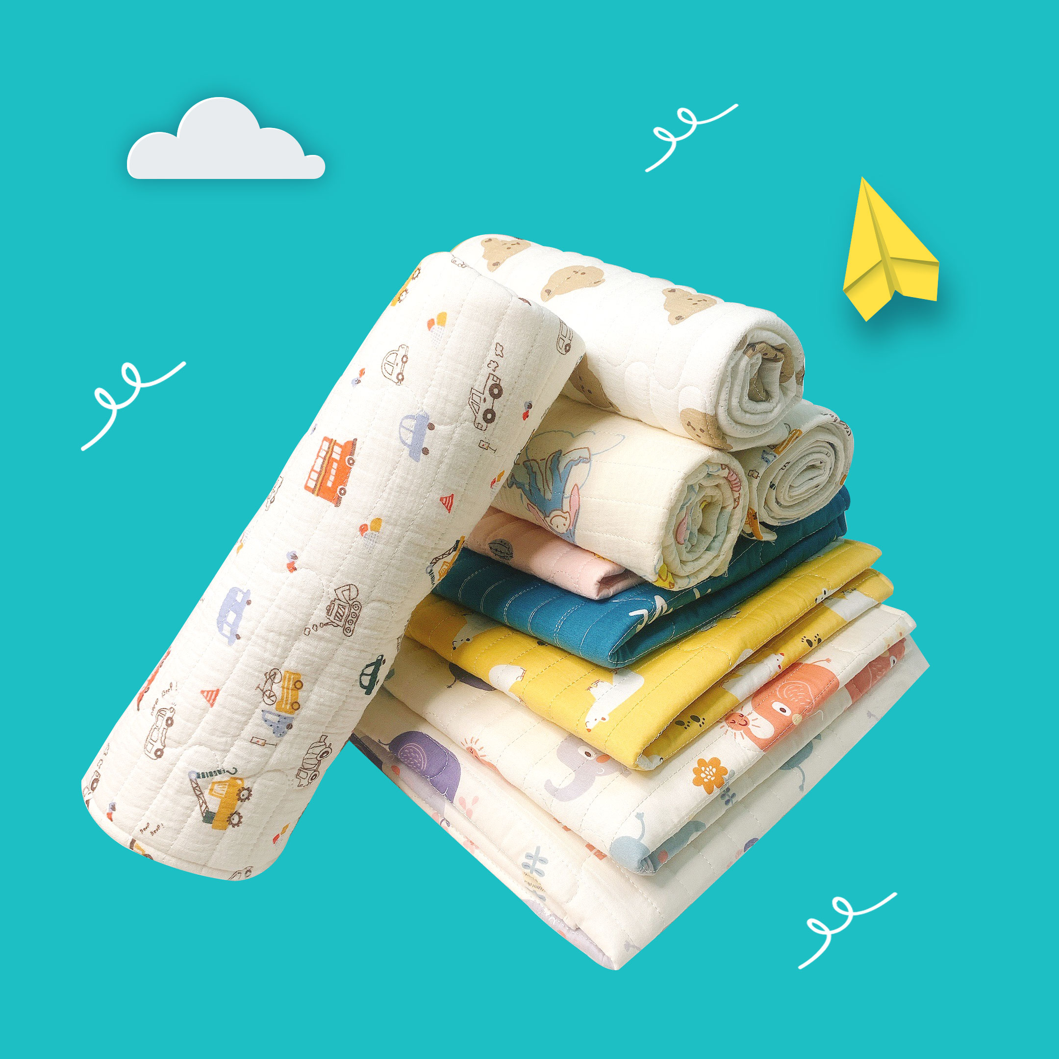 Miếng Lót Chống Thấm Cho Bé Chần Bông Cao Cấp Đa Năng Tiện Lợi - 247