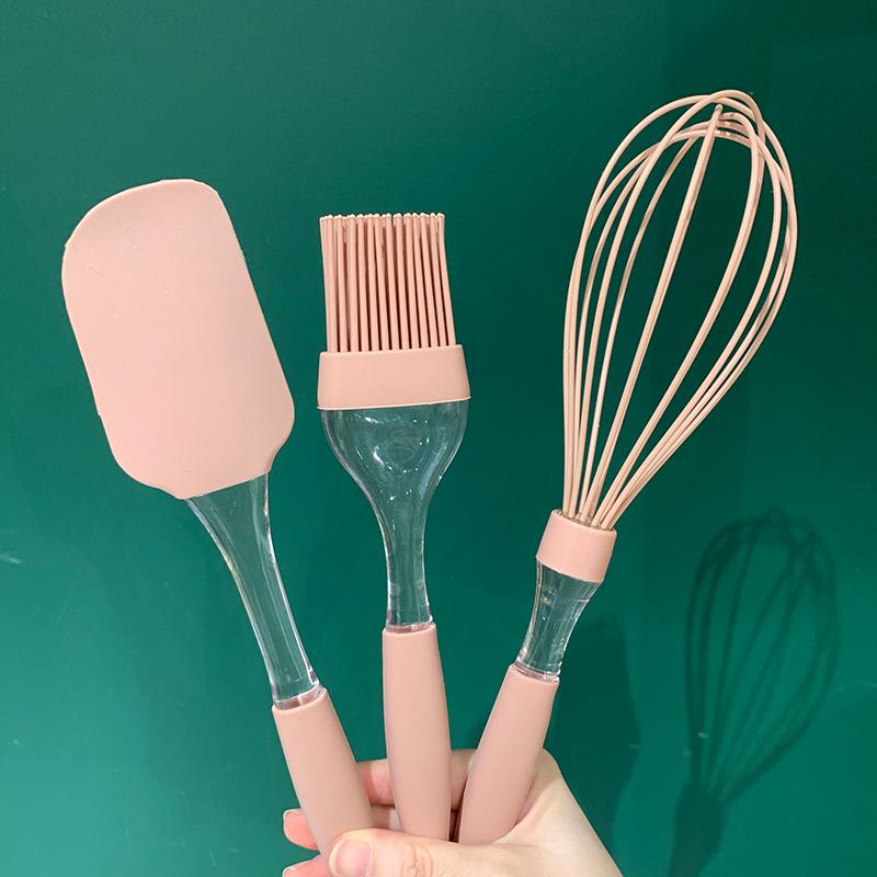 Máy Đánh Trứng Silicone Chịu Nhiệt Hoạt Hình Ba Chiều Hồng Eggbeater Kéo Xúc Dầu Đầu Nhà Bếp Nấu Ăn Tiện Ích