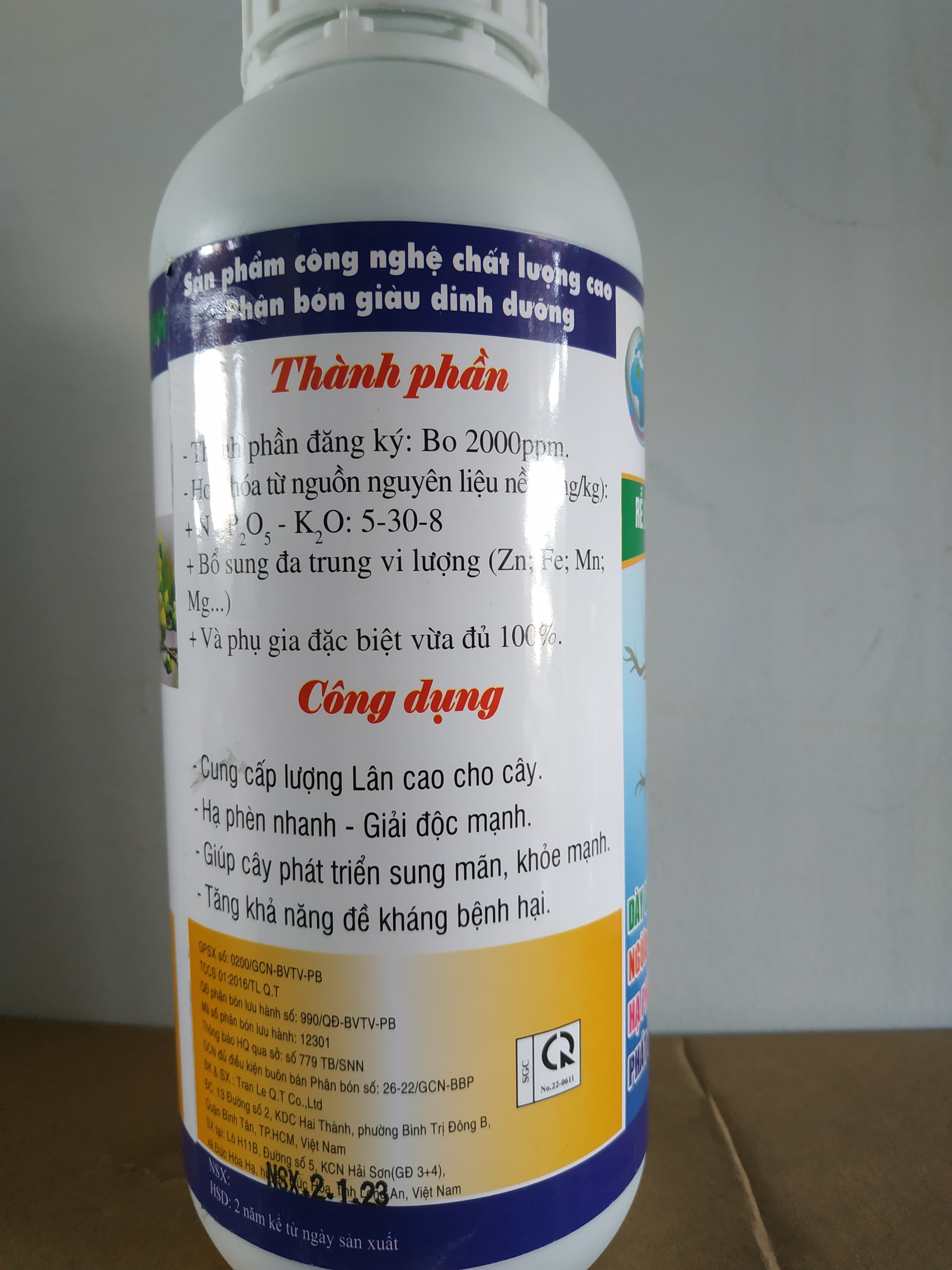 Phân bón vi lượng Siêu Lân Kẽm giúp rễ khỏe, cây sung dày lá xanh - chai 1 lít