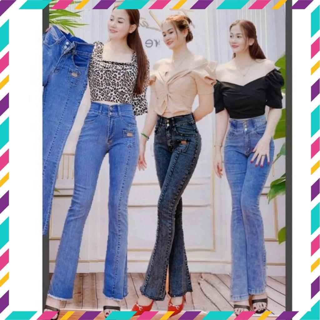 Quần jean lưng cao ống đứng loe form vnxk . quần jeans ong loe lưng siêu cao có size đại , bigsize