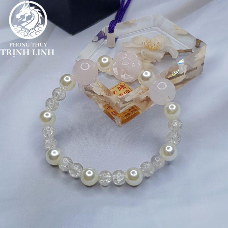 VÒNG CHUỖI MIX HẠT BẸT HOA HỒNG NHẠT