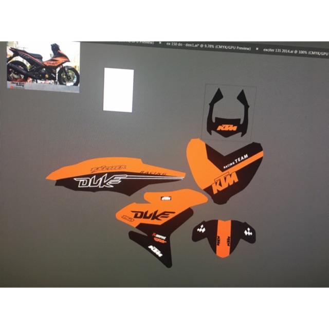 Tem trùm exciter 150 đen cam duke