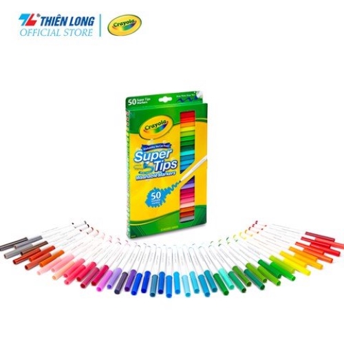 Bộ 50 màu bút lông nét mảnh - nét đậm có thể rửa được Crayola Supertips Washable Marker