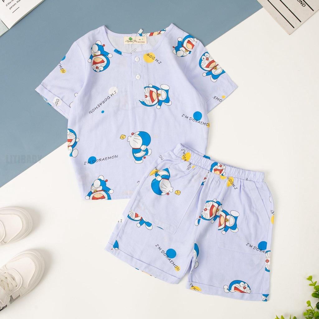 Bộ Lanh HÌnh Họa Tiết Bé Trai BBT2301 Thương Hiêu Litibaby Size 3/10, Dành Cho Bạn Từ 12 - 29kg