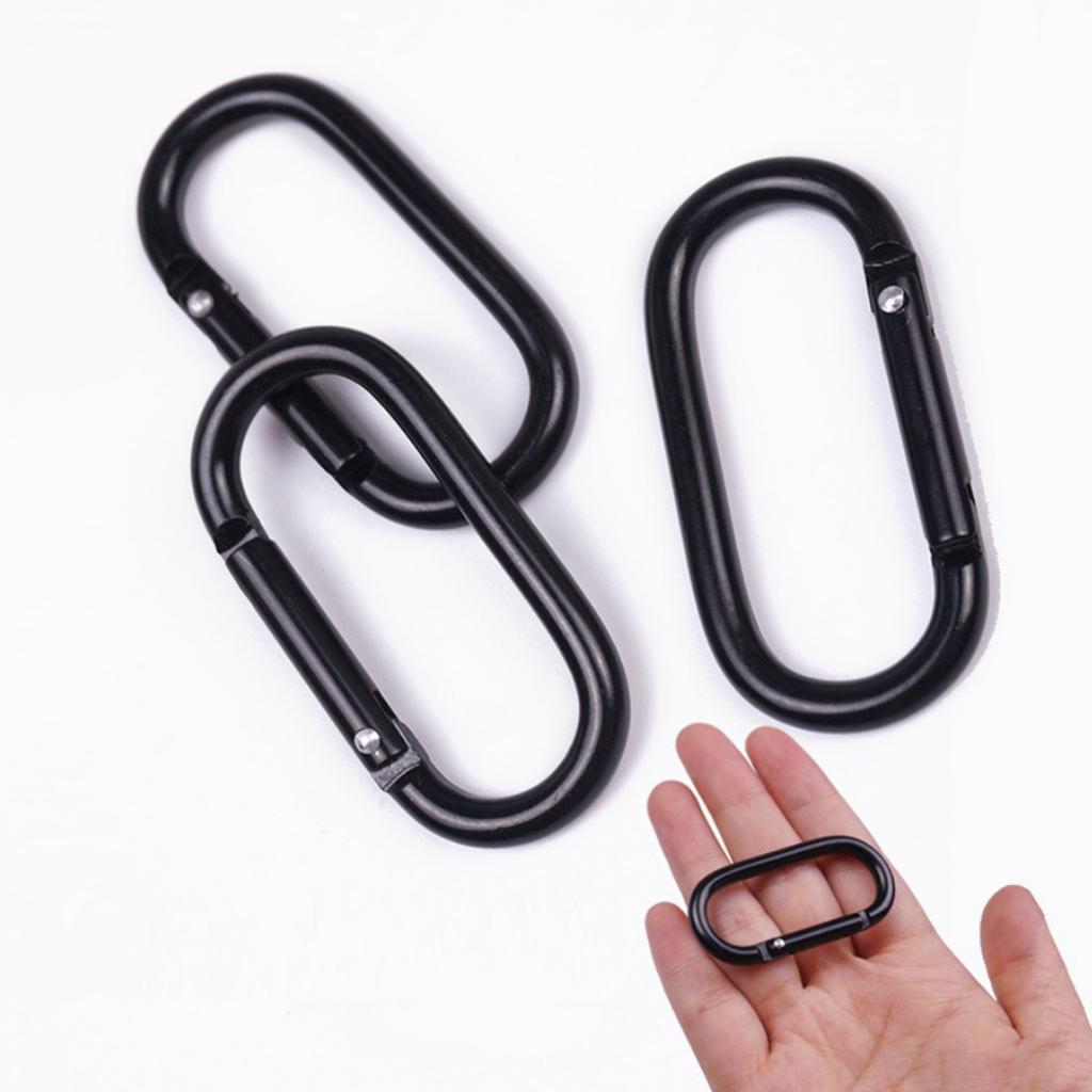 10x Locking Carabiner Clip Snap Hook Spring Karabiner Small Keychain Black