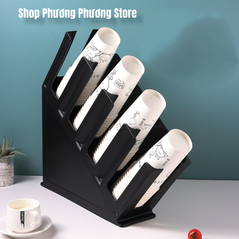 Kệ mica 4 ngăn đựng ly, cốc cà phê, sinh tố, trà sữa