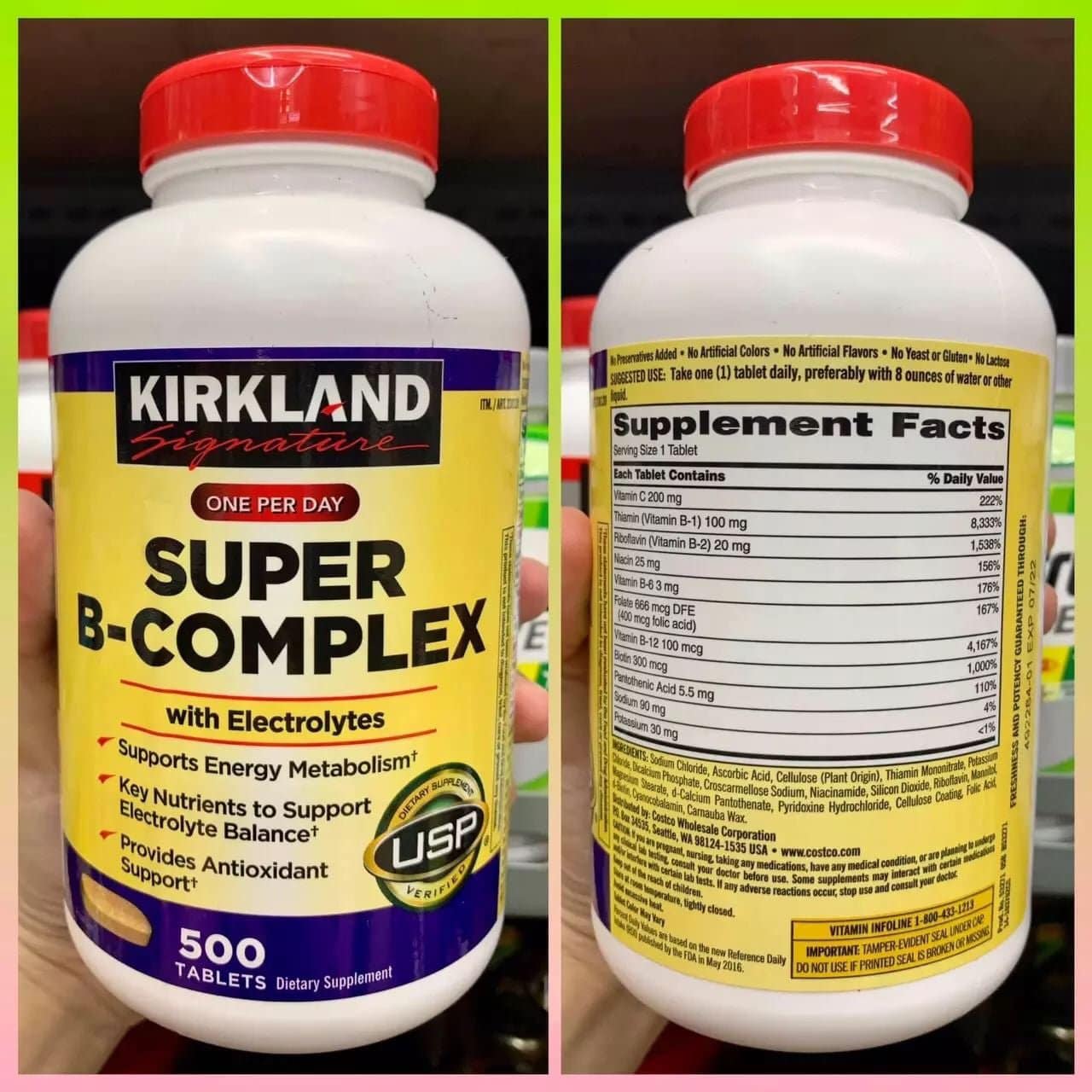 Vitamin B Kirkland Super B-Complex hỗ trợ chuyển hóa năng lượng, tăng hấp thụ dinh dưỡng, cải thiện suy nhược, thêm chất chống oxy hóa - OZ Slim Store