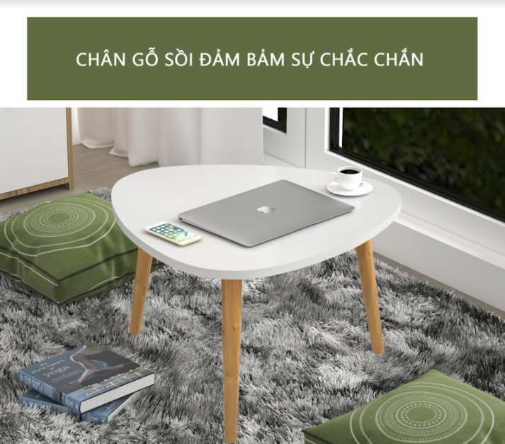 Bàn Trà Bệt, Bàn Cafe GAPI Chất Liệu Gỗ MDF Phủ Melamin Chân Gỗ Sồi Cao Cấp - GP77