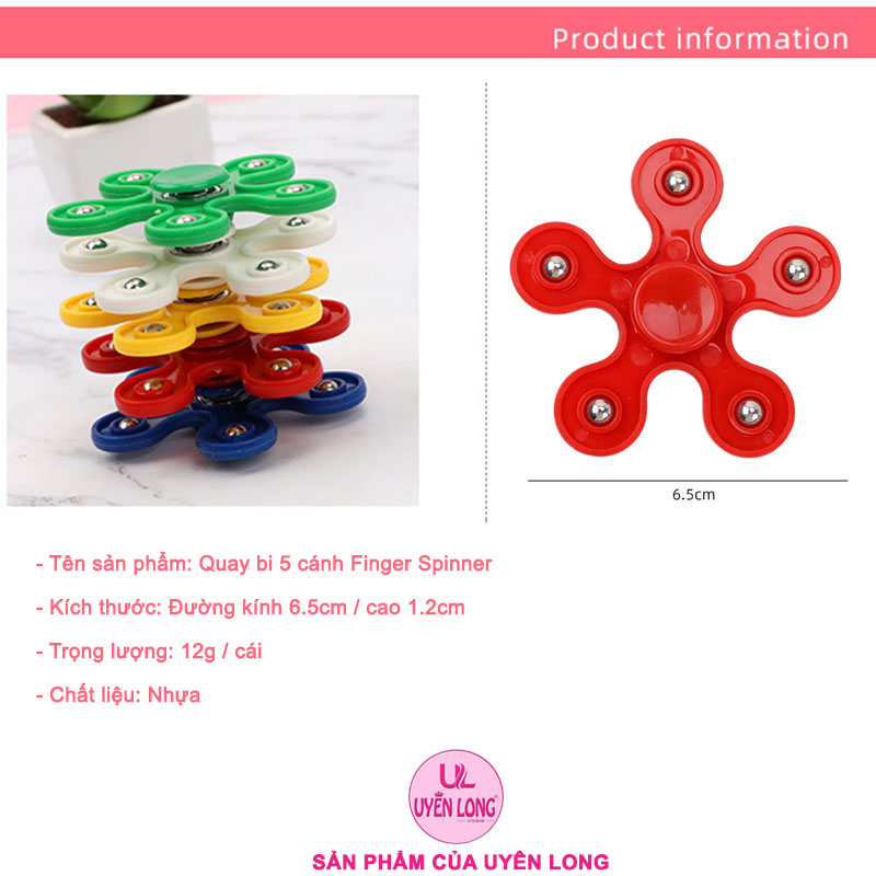 Con Quay Bi Finger Spinner 5 Cánh, Đồ Chơi Tương Tác, Giúp Giảm Stress, Tập Trung Suy Nghĩ Tăng Hiệu Quả Công Việc