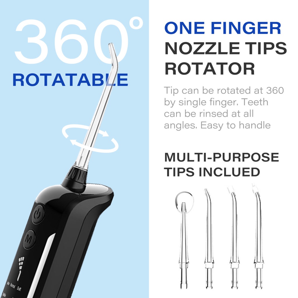 Máy Tăm Nước Cầm Tay GOROS Aqua 360 Water Flosser - Hàng Chính Hãng