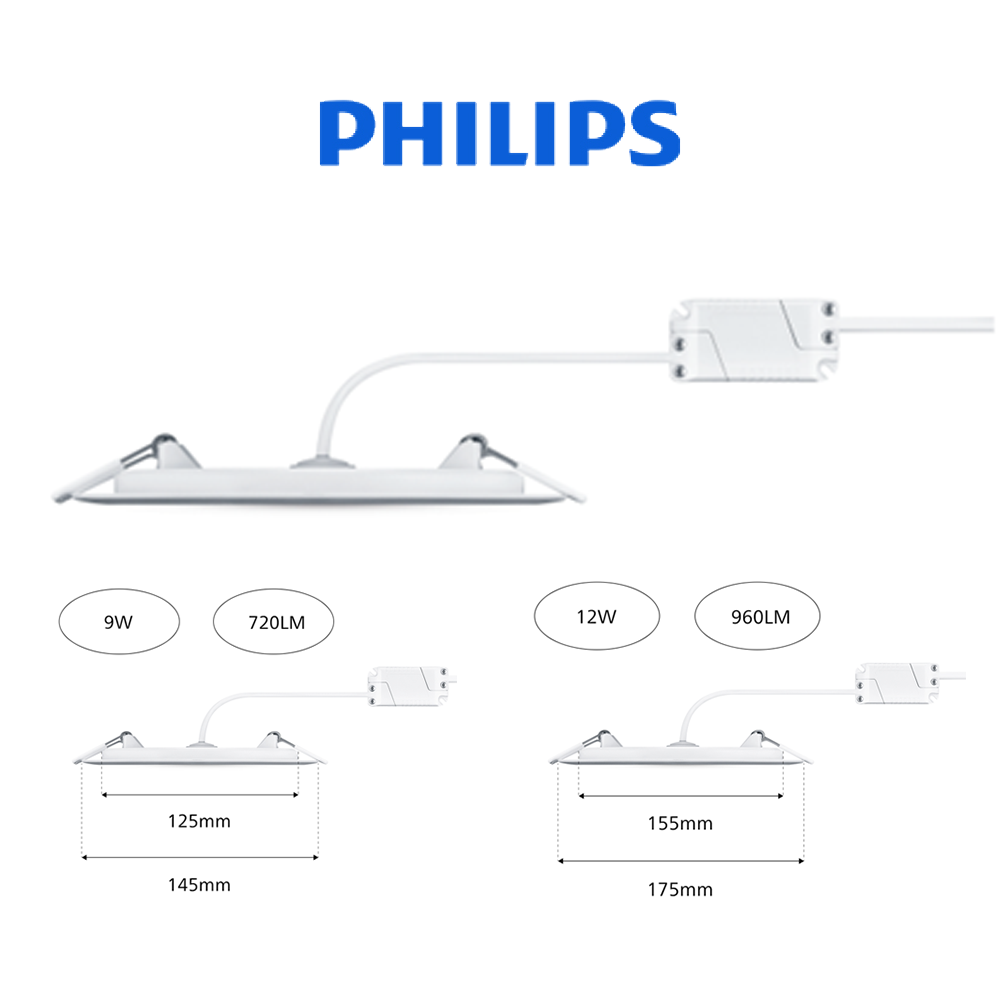 Bộ đèn âm trần Philips LED Max DL262 Max siêu mỏng- công suất (9W, 12W)