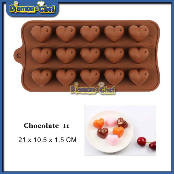 Khuôn silicon làm bánh / sô cô la / rau câu tạo hình 15 Trái Tim
