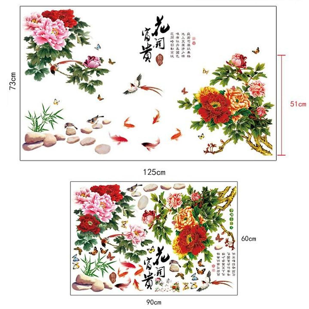 DECAL DÁN TƯỜNG COMBO HOA MẪU ĐƠN NGŨ SẮC 2