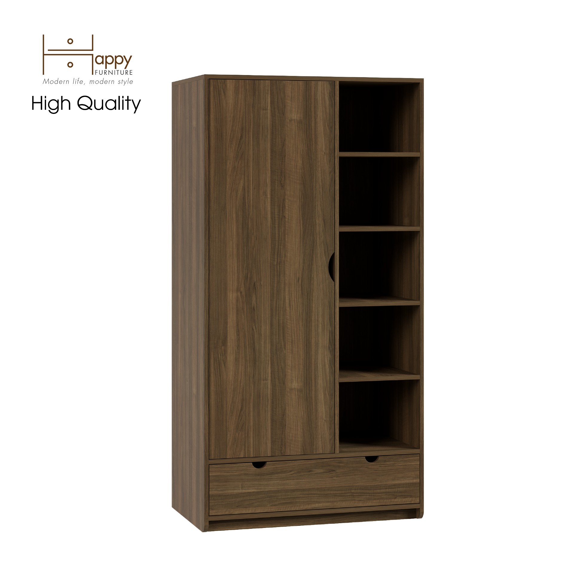 [Happy Home Furniture] CIRCLE, Tủ quần áo 1 cửa mở, 90cm x 56cm x 176cm ( DxRxC), TCM_072