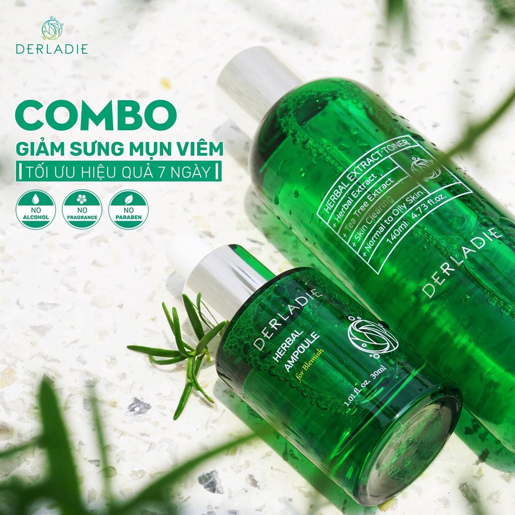 Combo 3 Sản Phẩm Toner, Serum, Kem Dưỡng Tràm Trà Giảm Mụn Kiềm Dầu Deradie Herbal Extract