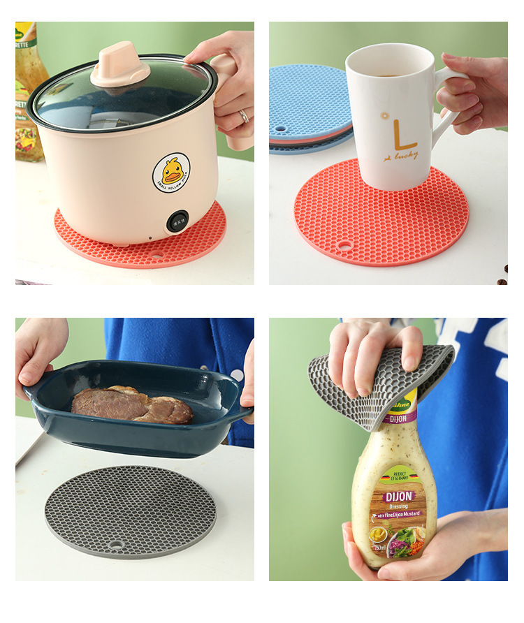 Miếng Lót Silicon Đa Năng, Chống Trượt, Chống Nóng Chịu Nhiêt, Lót Nồi, Hình Tròn 14cm