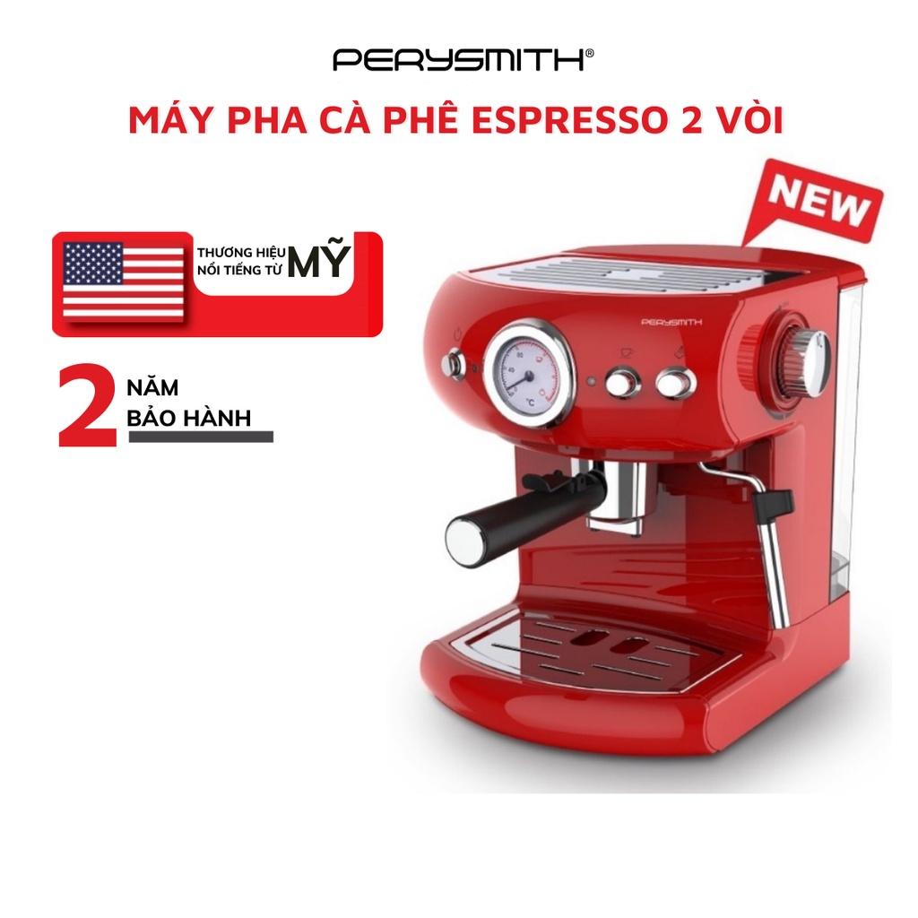 Máy pha cà phê espresso 1,5 lít PerySmith RT2000 2 vòi tiện lợi - Hàng chính hãng