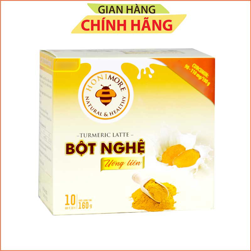 Bột nghệ uống liền 160g Honimore 3 trong 1 -  10 gói Thơm ngon, dễ uống