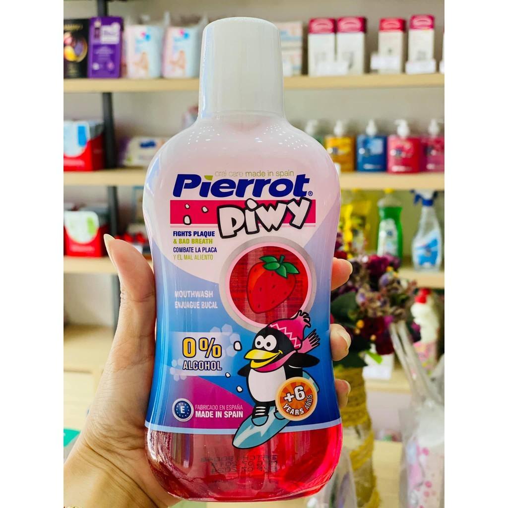 [ Tặng 1 hộp tăm răng Care4U] Nước súc miệng hương dâu tây cho trẻ em Pierrot 500ML