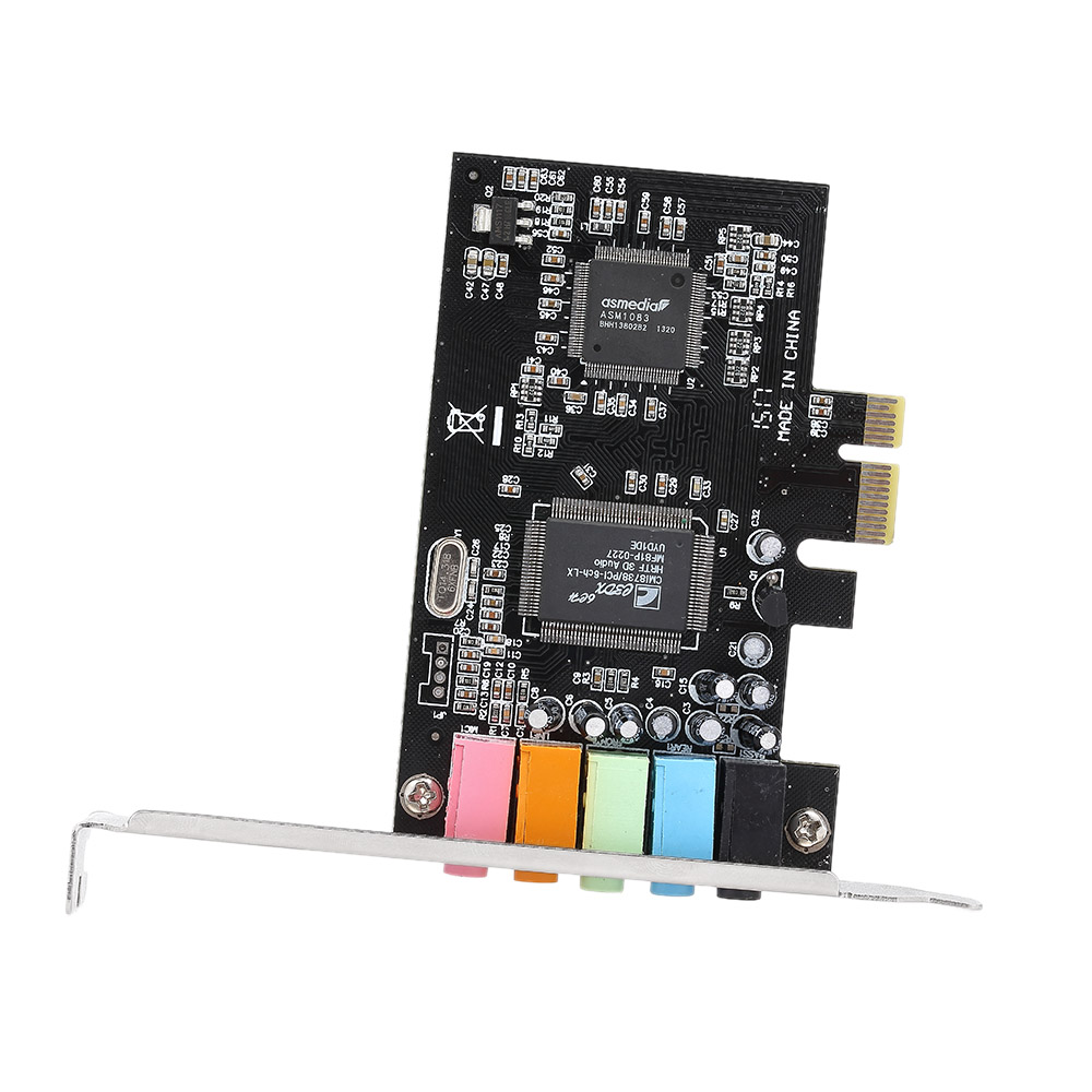 Card PCI-E Express 5.1 Âm Thanh Vòm 5 Cổng Cho Máy Tính Để Bàn, Màu Đen