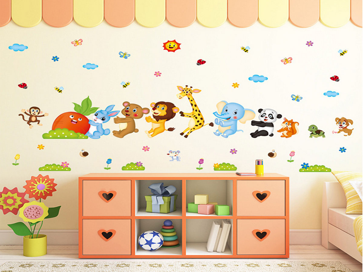 Decal dán tường thỏ nhổ củ xl8221