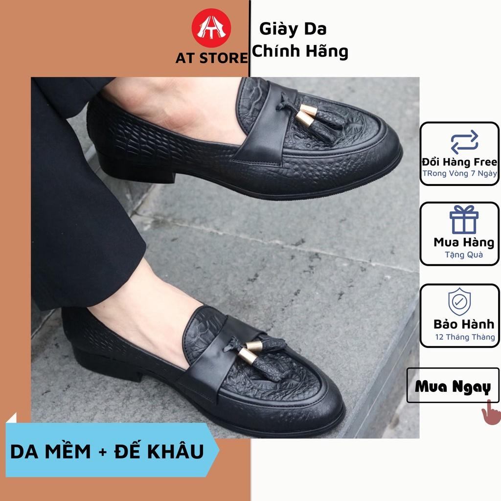 Giày Lười Nam Công Sở Da cao cấp Dập Vân Cá Sấu - Giày Nam Đẹp đế khâu chăc chắn - Giảm giá 50% - Mã V58