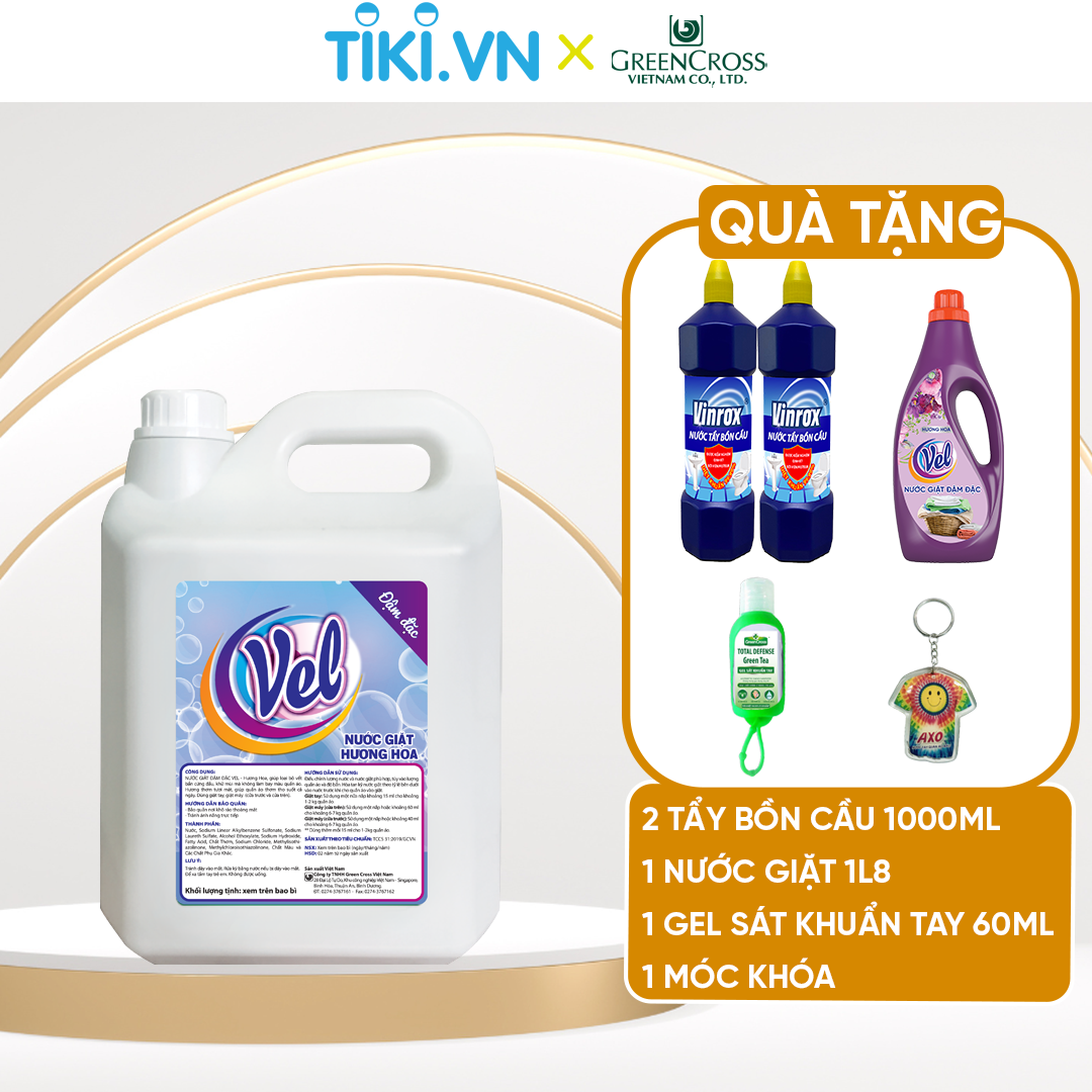 Combo Nước giặt VEL Đậm đặc sạch thơm cho quần áo Can 5 Lít Tiết Kiệm
