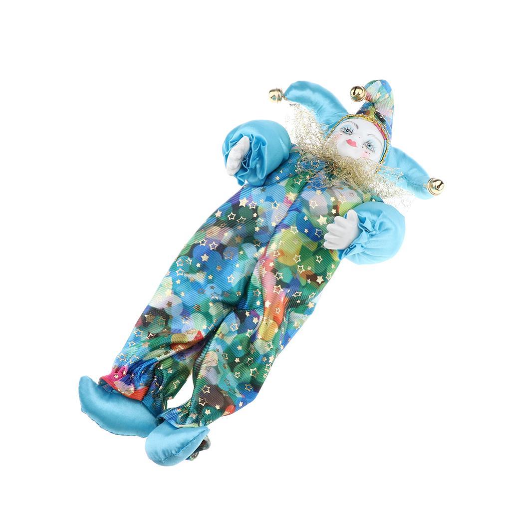 Porcelain Clown Doll Hanging Foot Harlequin Doll Home Display Ornament A