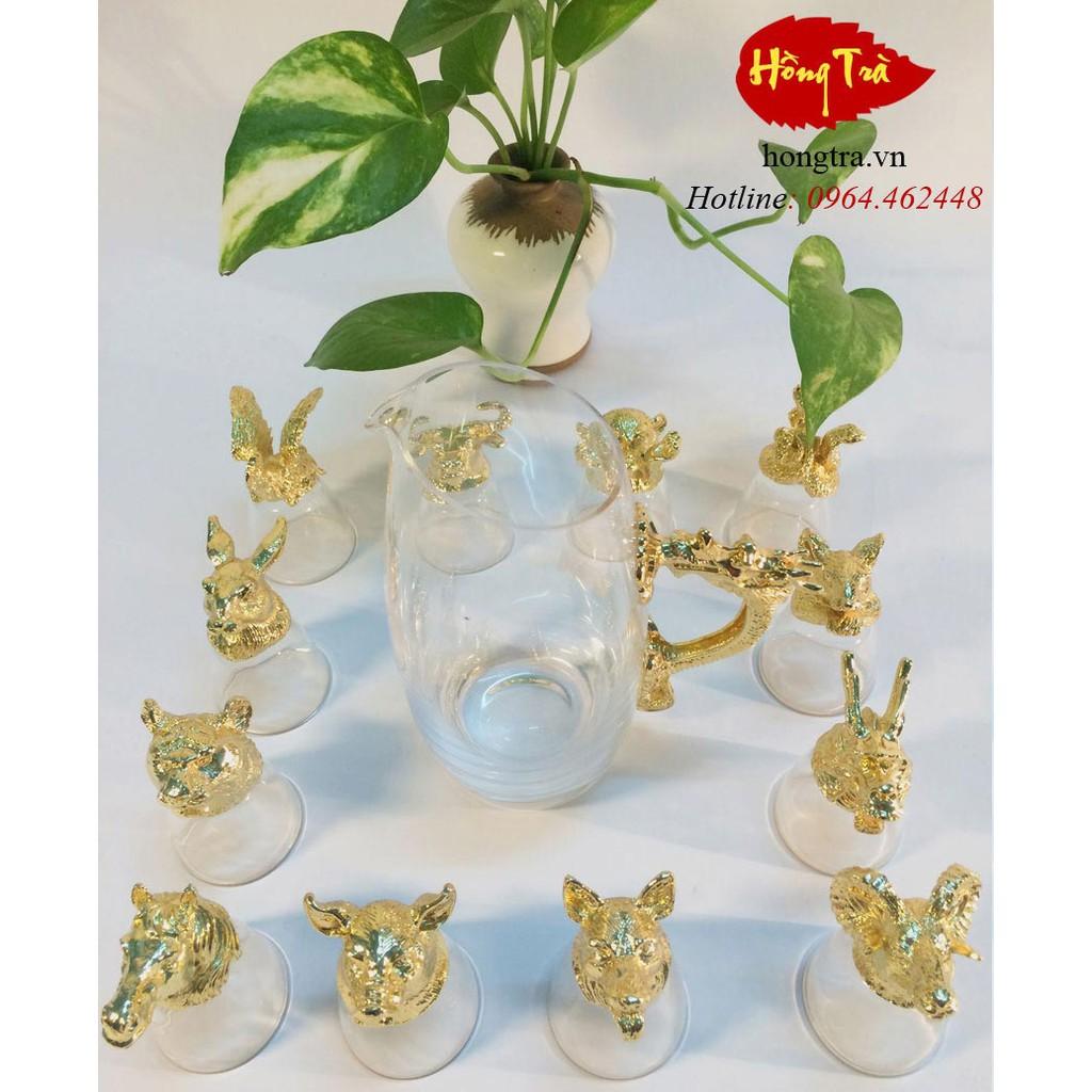 BỘ ẤM THỦY TINH 12 CON GIÁP MẠ VÀNG