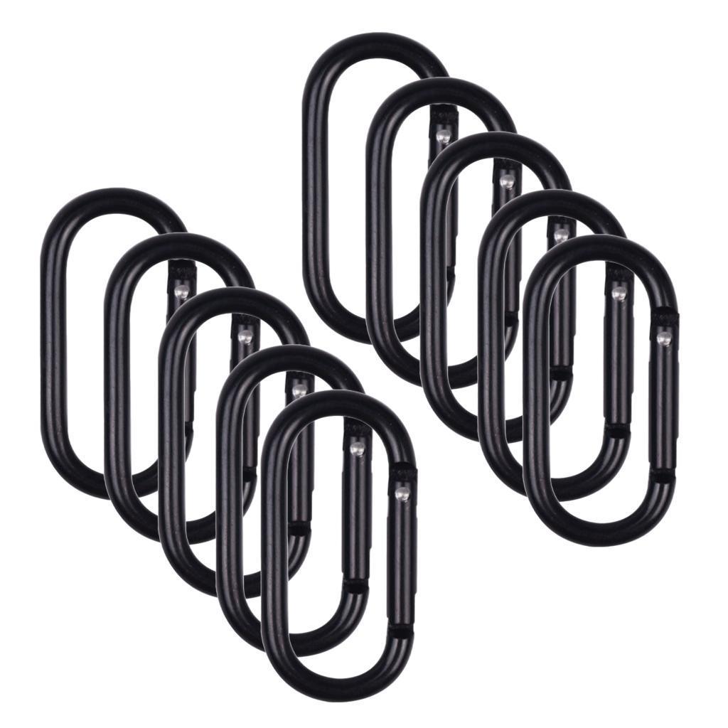 10x Carabiner Clip Hook Spring Karabiner Small Keychain Black