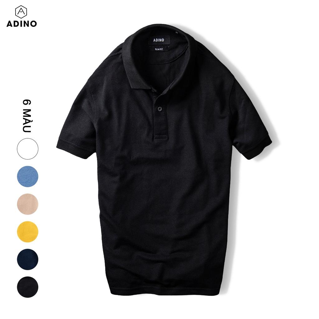 Áo polo nam ADINO màu đen vải cotton co giãn nhẹ dáng công sở slimfit hơi ôm trẻ trung PL41