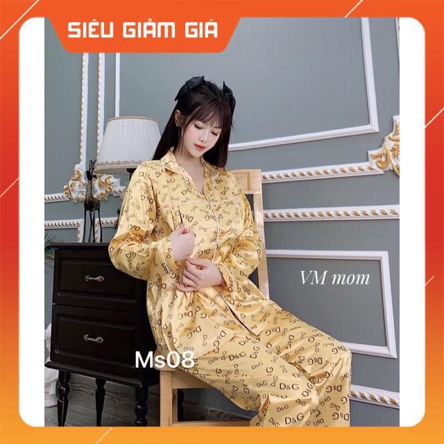 Bộ bầu bộ pijama bầu và sau sinh 2 in1 chất lụa thái cao cấp️quần có chun chỉnh️bộ sau sinh siêu mềm ️Freesize 43~68k