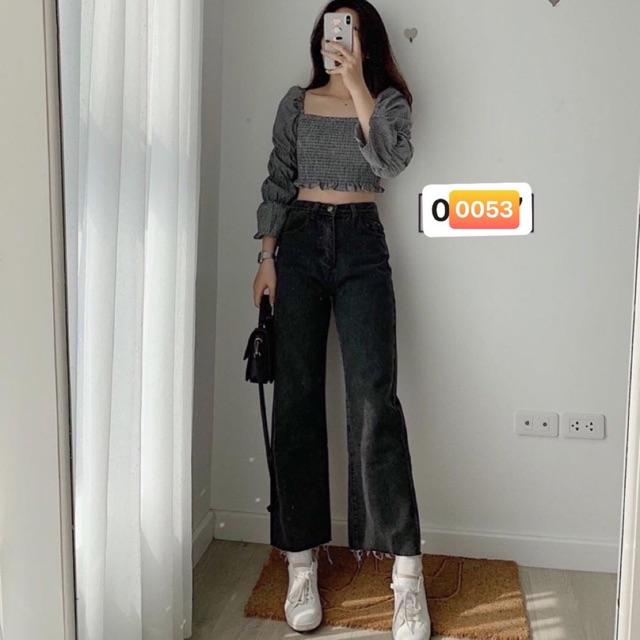 QUẦN JEAN ĐEN ỐNG RỘNG HOTTREND