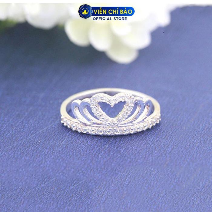 Nhẫn bạc nữ hình vương miện đính đá trắng bạc s925 thời trang phụ kiện trang sức nữ Viễn Chí Bảo N400328