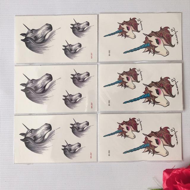 Combo 6 tấm hình xăm dán kì lân 10x6cm