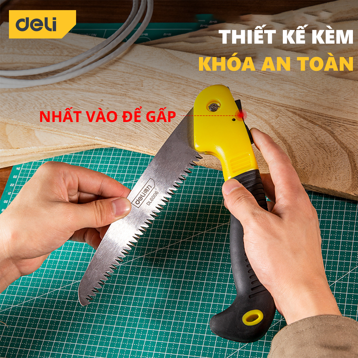 Cưa Cầm Tay Deli Cao Cấp - Có Thể Gấp Gọn Tiện Lợi, An Toàn - Chất Liệu Chống Mòn, Gỉ - DL6006