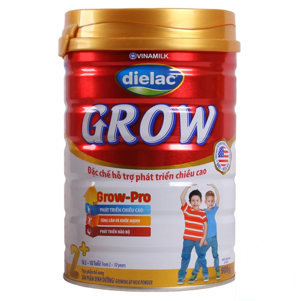 COMBO 3 LON SỮA BỘT VINAMILK DIELAC GROW 2+ LON 900G (CHO TRẺ TỪ 2 - 10 TUỔI)