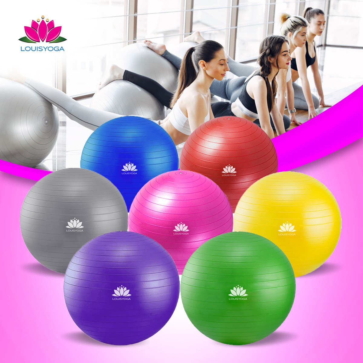 Bóng tập thể hình loại lớn 65cm (1000g) - Bóng tập yoga van chống nổ