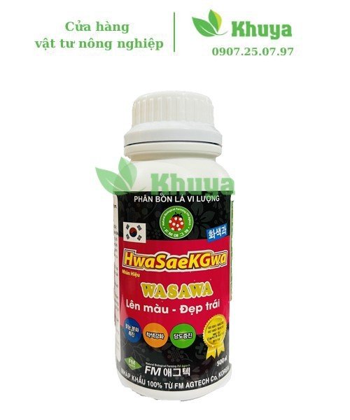 Phân bón vi lượng Hwasaekgwa Wasawa 500ml Lên màu Đẹp trái nhập khẩu Hàn Quốc
