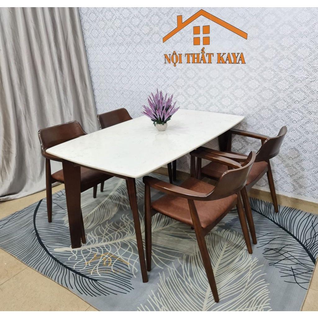 Bộ bàn mặt đá chân chữ A 4 ghế Hirosima