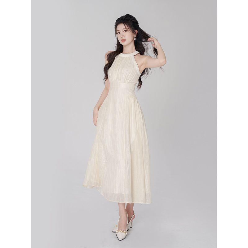 TOBE1SHOP Váy cổ nữ thiết kế mùa hè, eo cao, váy cổ dài.