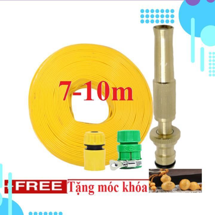 Bộ dây vòi xịt nước rửa xe, tưới cây . tăng áp 3 lần, loại 7m, 10m 206587 cút sập,+ tặng móc khoá