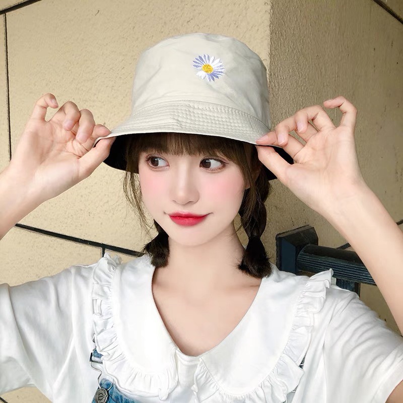 Mũ Vành Nhỏ, Mũ Bucket Hoa Cúc, Mũ Bucket Cụp Phong Cách Swag Siêu Xinh MD07
