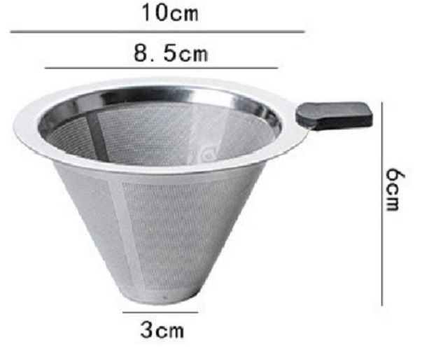 Phễu pha cà phê Inox CÓ TAY CẦM không cần giấy lọc