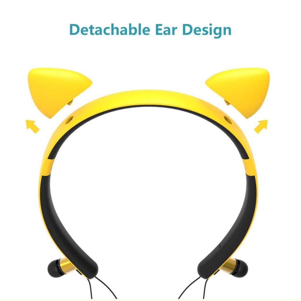 Wireless Bluetooth Headphones Neckband Headse Sports Stereo Magnetic Earphones with Mic Yellow