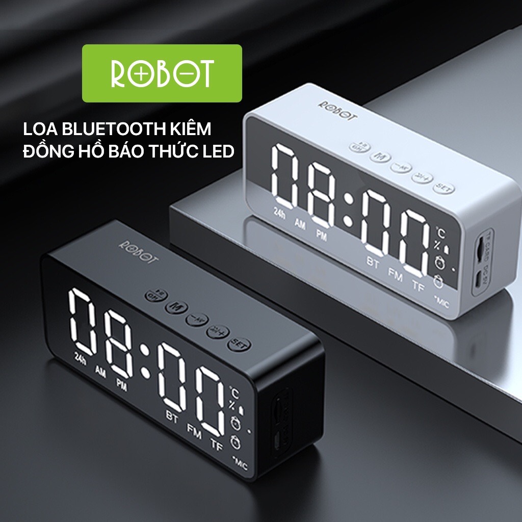 Loa Bluetooth 5.0 ROBOT RB150 Màn Hình LED Kiêm Đồng Hồ Báo Thức - Nghe FM - Hỗ Trợ Thẻ Nhớ - Hàng Chính Hãng