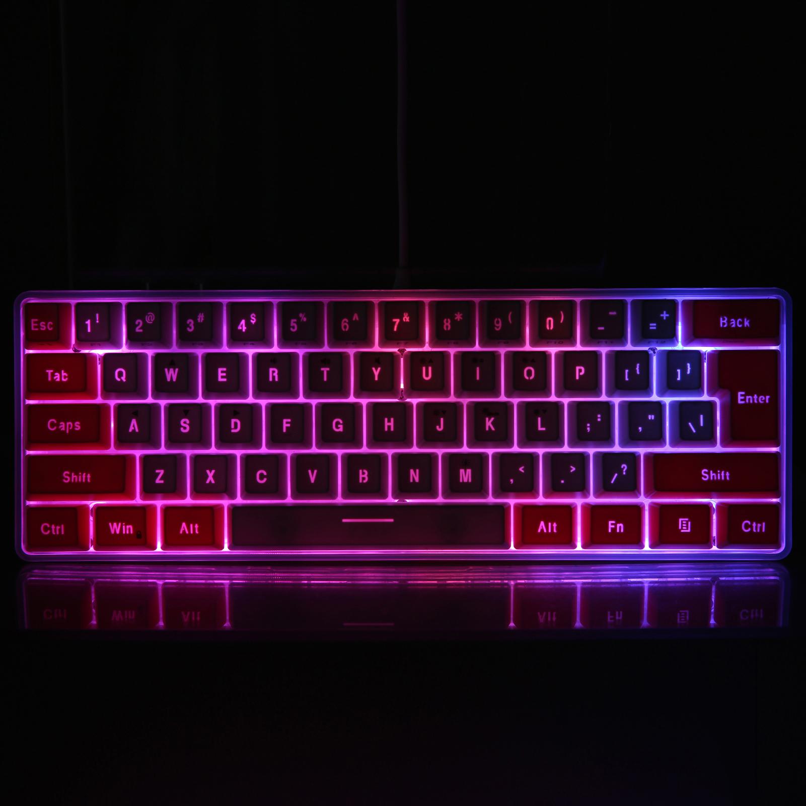 61 Keys Wired Keyboard Membrane Keyboard Compact Design RGB Backlight Effect with Multimedia Shortcuts Detachable Data Cable